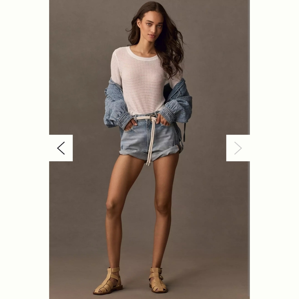 NWT Anthro PILCRO White Mesh Short Sleeve Top